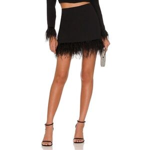 Amanda Uprichard Black Feathered Mini Skirt